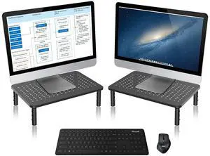 Bracwiser Monitor Stand Riser,3 Level Height Adjustable Desktop monitor stand for Computer, Laptop, Printer, Notebook with Vented Metal Platform 370X235MM 2 Packs,Black Bracwiser Monitor Stand Riser,3 Level Height Adjustable Desktop monitor stand for Computer, Laptop, Printer, Notebook with Vented Metal Platform 370X235MM 2 Packs,Black