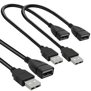 SaiTech IT 2 Pack 1 ft USB 2.0 Male to Female Extension Cable SaiTech IT 2 Pack 1 ft USB 2.0 Male to Female Extension Cable