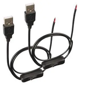 HCFeng with ON/OffUSB 2.0 A Male Plug 2 Pin 2 Bare Wire Charge Cable HCFeng with ON/OffUSB 2.0 A Male Plug 2 Pin 2 Bare Wire Charge Cable