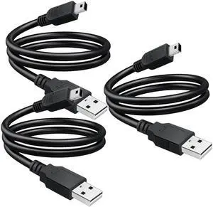 SaiTech IT 3 Pack USB 2.0 A to Mini B Cable 1ft Black SaiTech IT 3 Pack USB 2.0 A to Mini B Cable 1ft Black