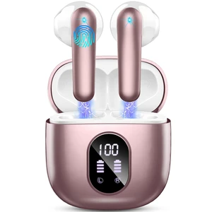 Wireless Earbuds, Bluetooth 5.4 Headphones 50H Playback Bass Stereo Ear Buds with 4 ENC Cancelling Mics, in-Ear Earphones with LED Display, IP7 Waterproof USB-C for Laptop Pad Phones Workout Rose Gold Wireless Earbuds, Bluetooth 5.4 Headphones 50H Playback Bass Stereo Ear Buds with 4 ENC Cancelling Mics, in-Ear Earphones with LED Display, IP7 Waterproof USB-C for Laptop Pad Phones Workout Rose Gold