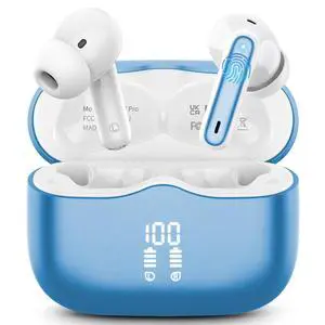 Wireless Earbuds, 2026 Bluetooth 5.4 Ear Buds in Ear with 4 ENC Noise Cancelling Mic, New Wireless Earphones HiFi Stereo Deep Bass 40H Playtime, In-Ear Bluetooth Earbuds LED Display IP7, Lake Blue Wireless Earbuds, 2026 Bluetooth 5.4 Ear Buds in Ear with 4 ENC Noise Cancelling Mic, New Wireless Earphones HiFi Stereo Deep Bass 40H Playtime, In-Ear Bluetooth Earbuds LED Display IP7, Lake Blue