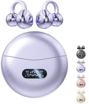 CuiSuto Clip on Earbuds Open Ear Wireless Bluetooth 5.4 Headphones with Mic,60H Play,Noise Cancelling,Waterproof,Sports Ear Buds,Comfortable for Small Ears & Glasses Wearers,Workouts (Purple) CuiSuto Clip on Earbuds Open Ear Wireless Bluetooth 5.4 Headphones with Mic,60H Play,Noise Cancelling,Waterproof,Sports Ear Buds,Comfortable for Small Ears & Glasses Wearers,Workouts (Purple)