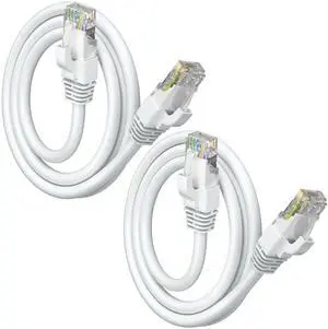 Maximm Cat6 Ethernet Cable 0.6 Ft White (2-Pack), 10Gbps 550MHz UTP Cord Maximm Cat6 Ethernet Cable 0.6 Ft White (2-Pack), 10Gbps 550MHz UTP Cord