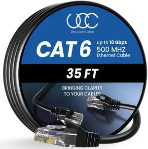 Ultra Clarity Cables Cat6 Ethernet Cable 35 FT 10Gbps Long Cable, Black Ultra Clarity Cables Cat6 Ethernet Cable 35 FT 10Gbps Long Cable, Black