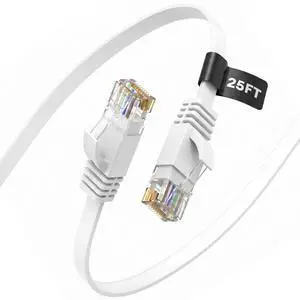 Molltto Flat Cat 6 Ethernet Cable 25 FT, 10Gbps Cat6 LAN Cable Molltto Flat Cat 6 Ethernet Cable 25 FT, 10Gbps Cat6 LAN Cable