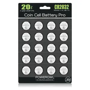 POWEROWL High Capacity CR2032 Battery (20-Pack) 3v Lithium Batteries, Leak-Free, Long Lasting Cr 2032 POWEROWL High Capacity CR2032 Battery (20-Pack) 3v Lithium Batteries, Leak-Free, Long Lasting Cr 2032