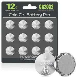 POWEROWL High Capacity CR2032 Battery 12 Pack - CR2032 Lithium 3V Coin Battery Replacement for Apple Airtag Key Fob Remote Controller LED Candles Glucometer POWEROWL High Capacity CR2032 Battery 12 Pack - CR2032 Lithium 3V Coin Battery Replacement for Apple Airtag Key Fob Remote Controller LED Candles Glucometer