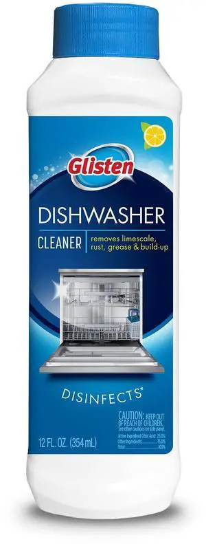 Glisten Dishwasher Cleaner, Removes Limescale, Rust, Grease & Build-Up, Disinfects, Lemon Scent, 12 fl oz Glisten Dishwasher Cleaner, Removes Limescale, Rust, Grease & Build-Up, Disinfects, Lemon Scent, 12 fl oz