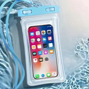 IPX8 Waterproof Phone case, Floating Waterproof Phone Pouch with Adjustable Lanyard & Airbag Heavy-Duty Protection, 7.2" Clear Cellphone Dry Bags for Vacation Beach Pool Cruise Travel Essentials-Blue IPX8 Waterproof Phone case, Floating Waterproof Phone Pouch with Adjustable Lanyard & Airbag Heavy-Duty Protection, 7.2" Clear Cellphone Dry Bags for Vacation Beach Pool Cruise Travel Essentials-Blue