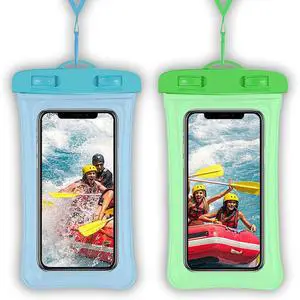 2 Pcs Waterproof Phone Pouch, Universal IPX8 Floating Waterproof Cell Phone Case Dry Bag, Compatible with Most Cell Phone on Market, Waterproof Phone Protector for Beach Swimming (Blue + Green) 2 Pcs Waterproof Phone Pouch, Universal IPX8 Floating Waterproof Cell Phone Case Dry Bag, Compatible with Most Cell Phone on Market, Waterproof Phone Protector for Beach Swimming (Blue + Green)
