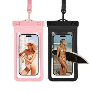 Trazzic Waterproof Phone Pouch, with Inside Card Holder, Large Waterproof Case Compatible with iPhone 17 16 15 14 13 Pro Max, Beach Cruise Essentials, 2 Pack, Pink and Black Trazzic Waterproof Phone Pouch, with Inside Card Holder, Large Waterproof Case Compatible with iPhone 17 16 15 14 13 Pro Max, Beach Cruise Essentials, 2 Pack, Pink and Black