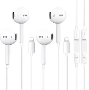 SUPVOL 2 Pack Wired Earbuds for iPhone, Lightning Headphones w/Mic Volume SUPVOL 2 Pack Wired Earbuds for iPhone, Lightning Headphones w/Mic Volume