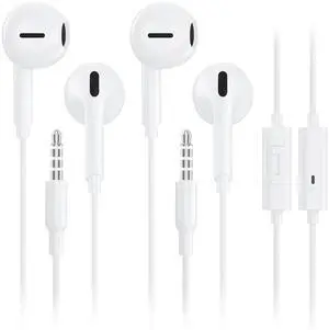 2 Pack Wired Earbuds with 3.5mm AUX Plug Headphones,Earphones with Microphone, Corded for 3.5mm Jack Ear Buds for iPhone, Samsung, Computer, Laptop, School Students, Women, Small Ear (White) (White) 2 Pack Wired Earbuds with 3.5mm AUX Plug Headphones,Earphones with Microphone, Corded for 3.5mm Jack Ear Buds for iPhone, Samsung, Computer, Laptop, School Students, Women, Small Ear (White) (White)