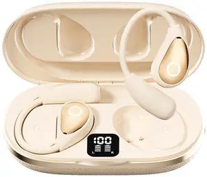 CuiSuto Open Ear Earbuds Wireless Bluetooth Headphones, 60Hrs Playtime, Stereo Sound Over Ear Buds with IPX7 Waterproof Noise Canceling Earphones, Ideal for Fitness, Travel - Off White CuiSuto Open Ear Earbuds Wireless Bluetooth Headphones, 60Hrs Playtime, Stereo Sound Over Ear Buds with IPX7 Waterproof Noise Canceling Earphones, Ideal for Fitness, Travel - Off White