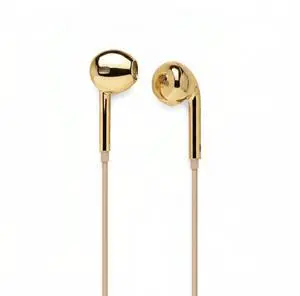 Wired Earbuds with Gold Chrome Finish, Type-C, Y2K Style Wired Earbuds with Gold Chrome Finish, Type-C, Y2K Style