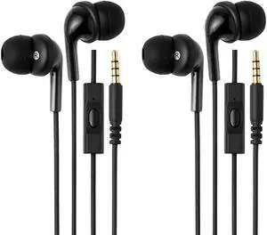 Amazon Basics Wired Earbuds with Microphone, in Ear Headphones, 3.5mm Jack, 2 Pack Amazon Basics Wired Earbuds with Microphone, in Ear Headphones, 3.5mm Jack, 2 Pack
