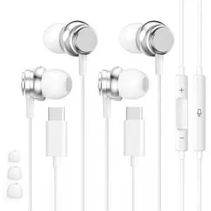 2 PACK USB C Headphones for iPhone 17 16 15, Wired Earbuds with Clear Mic 2 PACK USB C Headphones for iPhone 17 16 15, Wired Earbuds with Clear Mic