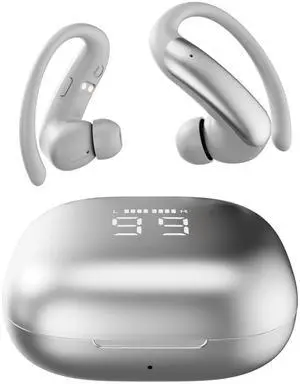 CHENRUIDA Wireless Ear Buds with Ear Hooks Bluetooth 6.0 Headphones,48H Playtime,Over Ear Buds with LED Power Display,IPX6 Waterproof for Sport Workout Running (Silvery) CHENRUIDA Wireless Ear Buds with Ear Hooks Bluetooth 6.0 Headphones,48H Playtime,Over Ear Buds with LED Power Display,IPX6 Waterproof for Sport Workout Running (Silvery)