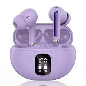 Wireless Earbuds, Bluetooth 5.4 Ear Buds Bass Stereo, Headphones with Noise Cancelling Mic, LED Display in Ear Earphones Clear Calls, IP7 Waterproof Bluetooth Earbuds for Phone/Android/iPad, Purple Wireless Earbuds, Bluetooth 5.4 Ear Buds Bass Stereo, Headphones with Noise Cancelling Mic, LED Display in Ear Earphones Clear Calls, IP7 Waterproof Bluetooth Earbuds for Phone/Android/iPad, Purple