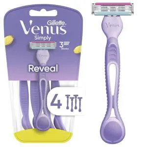 Venus Simply 3 Reveal Disposable Razors, 4 Count Venus Simply 3 Reveal Disposable Razors, 4 Count