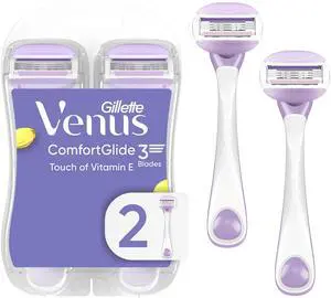 Gillette Venus ComfortGlide Touch of Vitamin E, Disposable Razor for Women, 3 Blades, Water-Activated Moisture Bars, 2ct Gillette Venus ComfortGlide Touch of Vitamin E, Disposable Razor for Women, 3 Blades, Water-Activated Moisture Bars, 2ct