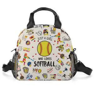 Insulated Lunch Box with Shoulder Strap Portable Waterproof Lunch Bag for School Work Camping (Softball) Insulated Lunch Box with Shoulder Strap Portable Waterproof Lunch Bag for School Work Camping (Softball)