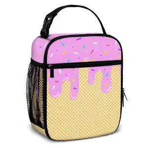 LXXTK Ice Cream Lunch Bag for Girls School Reusable Insulated Pink Purple Cute Lunch Box for Kids Portable Tote Bag for Men Women Office Picnic Camping LXXTK Ice Cream Lunch Bag for Girls School Reusable Insulated Pink Purple Cute Lunch Box for Kids Portable Tote Bag for Men Women Office Picnic Camping