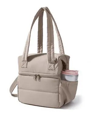 BAGSMART Double Deck Lunch Bag Women, Insulated Reusable Lunch Box, Quilted Puffer Lunch Tote with Shoulder Strap, Durable Large Lunch Cooler For Work Picnic Travel Meal Prep Flight, Camel BAGSMART Double Deck Lunch Bag Women, Insulated Reusable Lunch Box, Quilted Puffer Lunch Tote with Shoulder Strap, Durable Large Lunch Cooler For Work Picnic Travel Meal Prep Flight, Camel