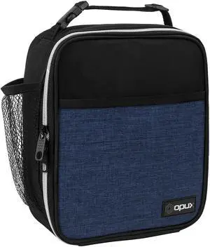 opux Insulated Lunch Bag for Kids Boys Girls, Small Compact Lunch Box with Wide Opening & Mesh Pockets, Reusable Lunch Pail for School, Work, Adults, Men, Women, Heather Navy Blue opux Insulated Lunch Bag for Kids Boys Girls, Small Compact Lunch Box with Wide Opening & Mesh Pockets, Reusable Lunch Pail for School, Work, Adults, Men, Women, Heather Navy Blue