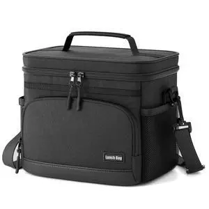 Seeseven Insulated Lunch Bag for Women & Men, Soft Cooler Tote for Work, Office, Travel, Picnic - Black, 9L Seeseven Insulated Lunch Bag for Women & Men, Soft Cooler Tote for Work, Office, Travel, Picnic - Black, 9L