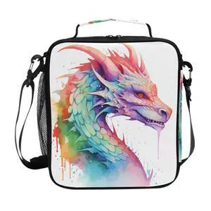 BOENLE Colorful Dragon Kids Lunch Box Boys Girls Insulated Lunch Bag Reusable Thermal Cooler Tote Portable Shoulder Strap School Picnic BOENLE Colorful Dragon Kids Lunch Box Boys Girls Insulated Lunch Bag Reusable Thermal Cooler Tote Portable Shoulder Strap School Picnic