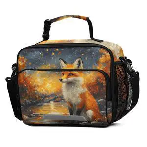 MFTJYO Fox Lunch Box for Girls Insulated Lunch Bag Boys Kids Reusable School Lunchbox Cooler Tote Adjustable Shoulder Picnic Bag MFTJYO Fox Lunch Box for Girls Insulated Lunch Bag Boys Kids Reusable School Lunchbox Cooler Tote Adjustable Shoulder Picnic Bag