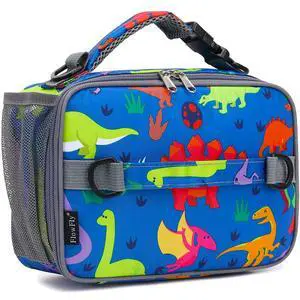 FlowFly Kids Lunch Bag, Durable Insulated School Lunch Box with Shoulder Strap and Bottle Holder, Water-resistant Thermal Small Lunch Cooler Tote for Teen Boys & Girls,Dinosaur FlowFly Kids Lunch Bag, Durable Insulated School Lunch Box with Shoulder Strap and Bottle Holder, Water-resistant Thermal Small Lunch Cooler Tote for Teen Boys & Girls,Dinosaur