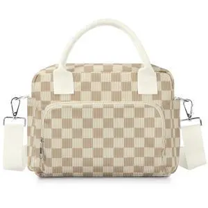 TESAFNG Lunch Box for Women Insulated Lunch Bag Cute Corduroy Lunch Tote Bags Lightweight Reusable Leakproof Cooler Bag with Adjustable Shoulder Strap for Work Office Travel Picnic (Checkered Khaki) TESAFNG Lunch Box for Women Insulated Lunch Bag Cute Corduroy Lunch Tote Bags Lightweight Reusable Leakproof Cooler Bag with Adjustable Shoulder Strap for Work Office Travel Picnic (Checkered Khaki)