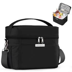 HOMESPON Lunch Box for Women Men - Insulated Lunch Bag Waterproof Lightweight Cooler Bag for Work, Picnic, Travel (Medium, Black) HOMESPON Lunch Box for Women Men - Insulated Lunch Bag Waterproof Lightweight Cooler Bag for Work, Picnic, Travel (Medium, Black)