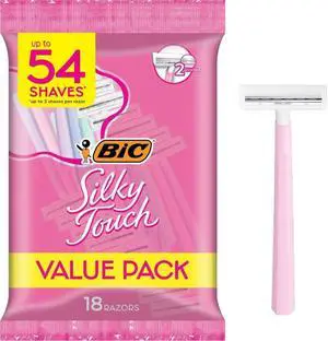 BIC Silky Touch Womens Disposable Razors, 2-Blade, Travel Covers, 18-Pack BIC Silky Touch Womens Disposable Razors, 2-Blade, Travel Covers, 18-Pack