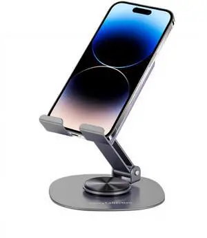 FANCYCOLLECTION 360° Rotating Metal Phone Stand - Adjustable Mobile Kickstand for All Smartphones, Compatible with iPhone, Samsung & More - Ideal for Desk, (Silver Gray) FANCYCOLLECTION 360° Rotating Metal Phone Stand - Adjustable Mobile Kickstand for All Smartphones, Compatible with iPhone, Samsung & More - Ideal for Desk, (Silver Gray)