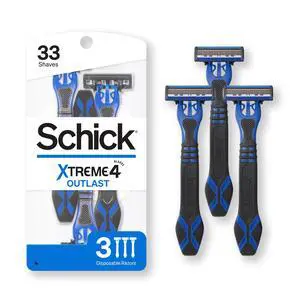 Schick Xtreme 4 Outlast 4-Blade Disposable Razors for Men, 3ct Schick Xtreme 4 Outlast 4-Blade Disposable Razors for Men, 3ct