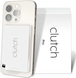 Clutch Pro World's Thinnest iPhone Charger Portable Power Bank 5000mAh Magnetic Built-in Lightning Cable TSA Approved Travel Charger iPhone 14 & Earlier White Clutch Pro World's Thinnest iPhone Charger Portable Power Bank 5000mAh Magnetic Built-in Lightning Cable TSA Approved Travel Charger iPhone 14 & Earlier White