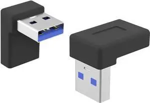 Right Angle USB A Male to USB C Female Adapter 90 Degree USB3.0 to Type C Cable Connector Support unidirectional Sides 5Gbps & Data Transfer for Laptops Phone 2-Pack