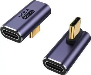 90 Degree Right Angle USB C Male to USB C Female Adapter 2 Pack 40Gbps USB Type C Thunderbolt 4/3 Extender for MacBook Pro iMac iPad Pro Tablet Phones and Other Type C Devices