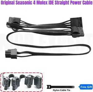 JAENFONG Original Seasonic 6Pin to 4 Molex IDE 4Pin Female Peripheral Modular Power Cable for Seasonic Snow Silent 750W 1050W 1250W Power