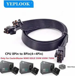 JAENFONG CPU 8Pin to 4+4Pin Power Supply Cable 60CM 18AWG For CoolerMaster MWE GOLD 550W 650W 750W Fully Modular Not for MWE V2 Series