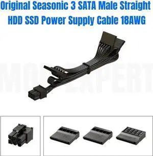 JAENFONG Original Seasonic 3 SATA Male Straight HDD SSD Power Cable for Seasonic FOCUS PLUS Gold GX-1000, GX-850, GX-750, GX-650, GX-550