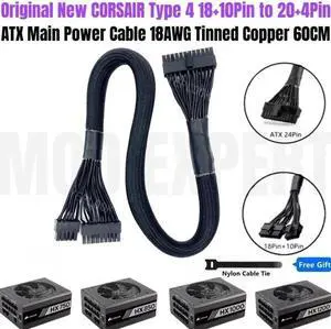 JAENFONG Original NEW 18+10Pin to 24Pin ATX Modular Power Cable for CORSAIR HX750, HX850, HX1000, HX1200 PLATINUM Type 4 PSU 18AWG 60CM