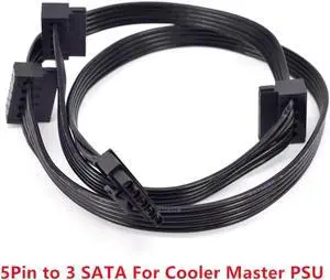 JAENFONG 5Pin to 3 SATA Angled Molex Power Supply Cable for Cooler Master V850 V1000 V1200 V1300 1500W 1000W 850W Hybrid 1300W 1050W 850W M520 PSU Modular