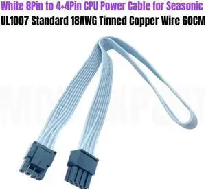JAENFONG White PSU 8Pin to 4+4Pin CPU Power Cable 18AWG 60CM for Seasonic Seasonic FOCUS GX 1000W 850W 750W ATX3.0 WHITE GOLD Modular PSU