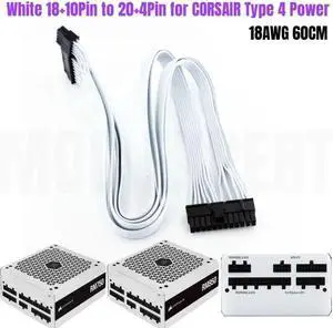 JAENFONG 18+10Pin to 20+4Pin 24Pin ATX Main Power Cable for CORSAIR White RM750 750W RM850 850W Type 4 Modular Power Supply 60CM 18AWG JAENFONG 18+10Pin to 20+4Pin 24Pin ATX Main Power Cable for CORSAIR White RM750 750W RM850 850W Type 4 Modular Power Supply 60CM 18AWG