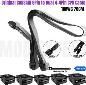 JAENFONG PSU 8Pin to Dual 8Pin 4+4Pin Original CPU Power Cable for CORSAIR CS450M CS550M CS650M CS750M CS850M GOLD Modular Power Supply JAENFONG PSU 8Pin to Dual 8Pin 4+4Pin Original CPU Power Cable for CORSAIR CS450M CS550M CS650M CS750M CS850M GOLD Modular Power Supply
